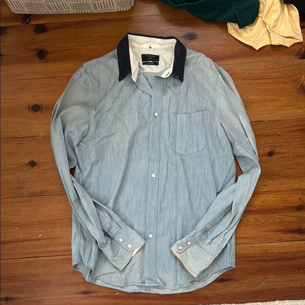 Rag&Bone denim two tone Men's Button-Up Shirt